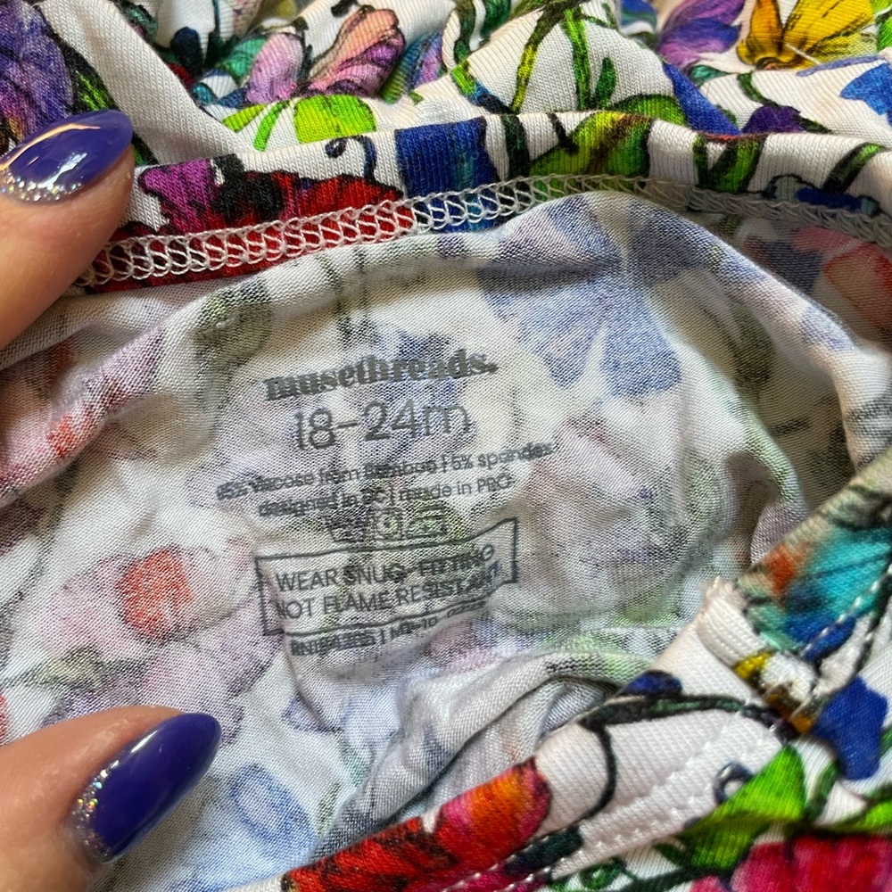 Sweet Pea Muse Threads Floral Multicolor Ruffled Bodysuit - Picture 3 of 3